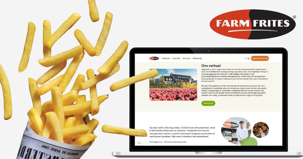 Farm Frites website-teksten